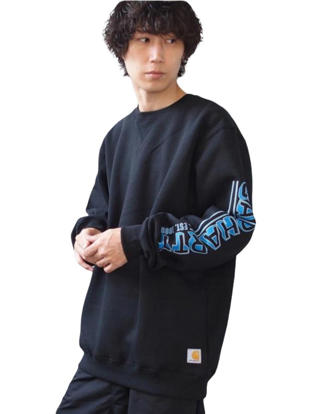 Carhartt Crewneck - Size Large Tall - Retro Style Arm Logo Black - Y2K Street